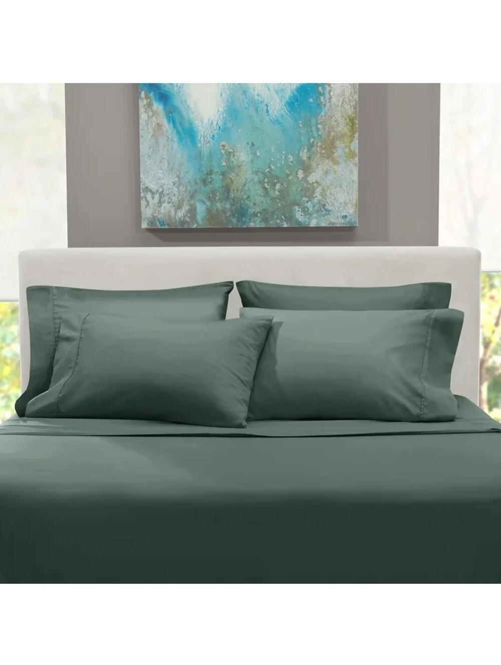 Hearth & Harbor NWT Queen Size Microfiber Deep Pocket Sheet Set Forest Green